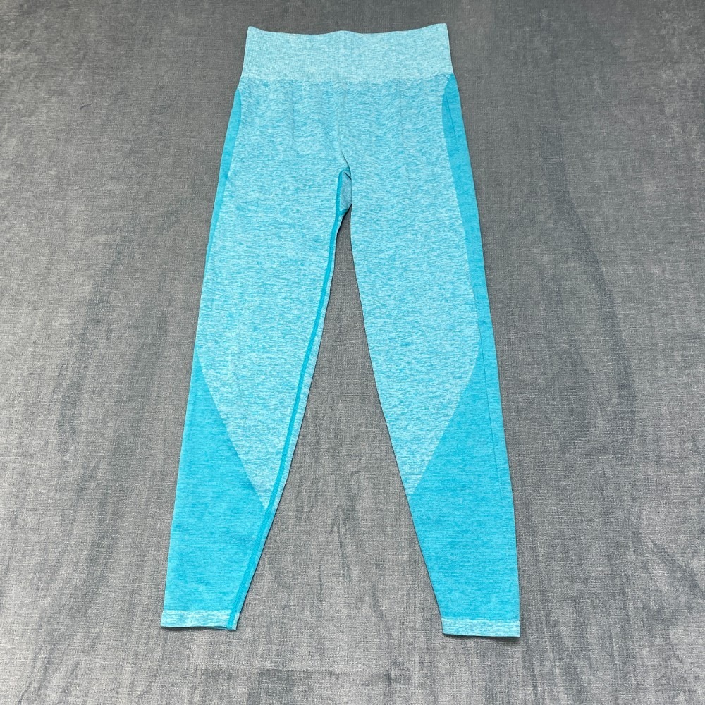 Victoria's Secret Pink Leggings Women 27x26 Aqua Blue High Waisted Athletic Wear